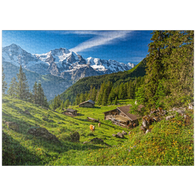 Darstellung des Puzzle-Motivs Isenfluh, Almhütten am Chüebodmi (1692m) – Puzzleteile: 1000