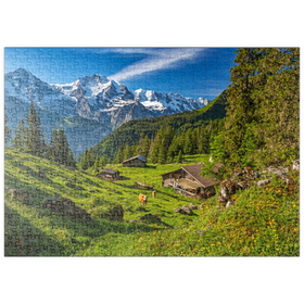 Darstellung des Puzzle Motivs Isenfluh, Almhütten am Chüebodmi (1692m) - Puzzleteile: 500