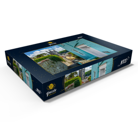 Darstellung des Puzzle Motivs Pfarrkirche St Fimbarrus in Fowey am Fowey River, Cornwall - Puzzleteile: 1000