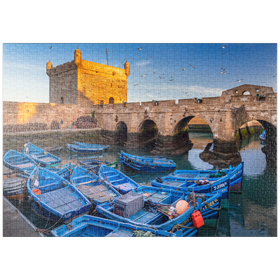Darstellung des Puzzle-Motivs Portugiesische Festung mit dem Fischerhafen am Morgen – Puzzleteile: 1000