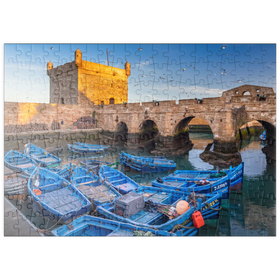 Darstellung des Puzzle-Motivs Portugiesische Festung mit dem Fischerhafen am Morgen – Puzzleteile: 200
