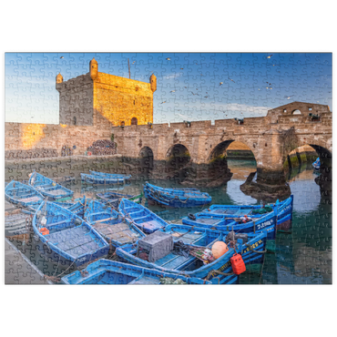 puzzleplate Portugiesische Festung mit dem Fischerhafen am Morgen 500 Puzzle