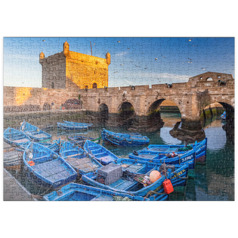 puzzleplate Portugiesische Festung mit dem Fischerhafen am Morgen 500 Puzzle