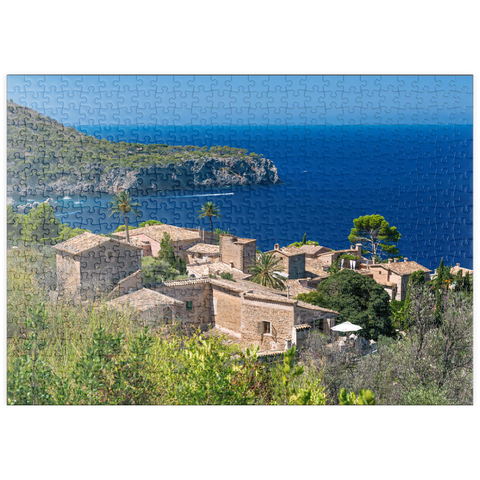 puzzleplate Blick über Lluc Alcari in die Cala de Deia, Mallorca, Balearen, Spanien 500 Puzzle
