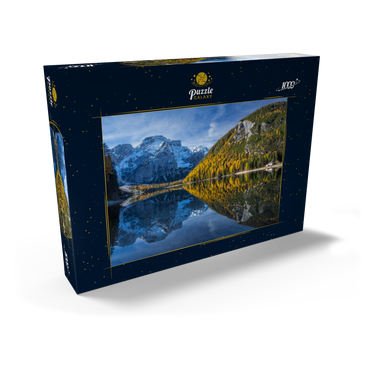 Pragser Wildsee im Naturpark Fanes-Sennes-Prags gegen Seekofel, Dolomiten, Trentino-Südtirol 1000 Puzzle Schachtel Ansicht2