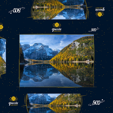 Pragser Wildsee im Naturpark Fanes-Sennes-Prags gegen Seekofel, Dolomiten, Trentino-Südtirol 500 Puzzle Schachtel 3D Modell