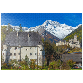 Darstellung des Puzzle-Motivs Burg Taufers in Sand in Taufers gegen Schwarzenstein, Dolomiten, Südtirol – Puzzleteile: 1000