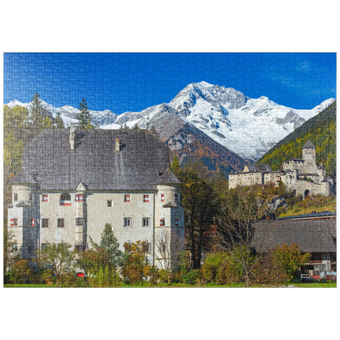 puzzleplate Burg Taufers in Sand in Taufers gegen Schwarzenstein, Dolomiten, Trentino-Südtirol 1000 Puzzle