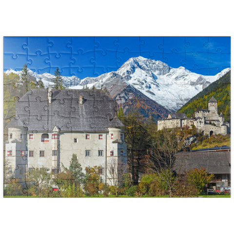 puzzleplate Burg Taufers in Sand in Taufers gegen Schwarzenstein, Dolomiten, Trentino-Südtirol 100 Puzzle
