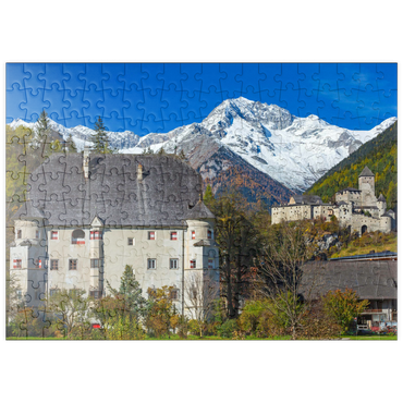 puzzleplate Burg Taufers in Sand in Taufers gegen Schwarzenstein, Dolomiten, Trentino-Südtirol 200 Puzzle