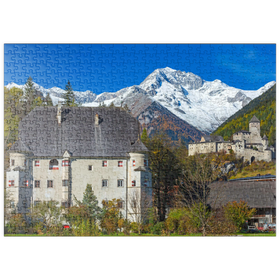 Darstellung des Puzzle-Motivs Burg Taufers in Sand in Taufers gegen Schwarzenstein, Dolomiten, Südtirol – Puzzleteile: 500