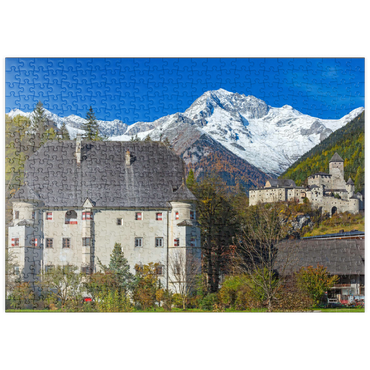puzzleplate Burg Taufers in Sand in Taufers gegen Schwarzenstein, Dolomiten, Trentino-Südtirol 500 Puzzle