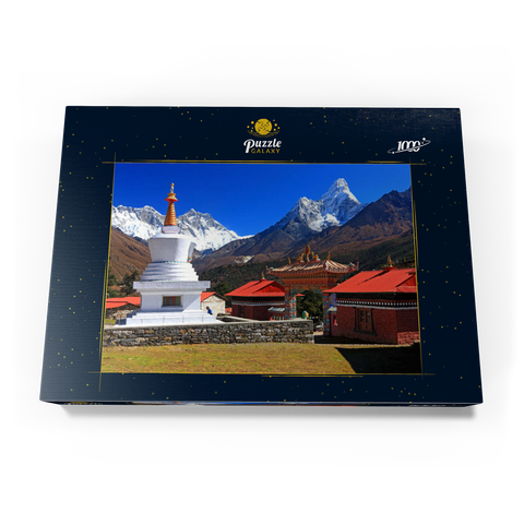 Stupa in der buddhistischen Klosteranlage Tengpoche gegen Mount Everest 1000 Puzzle Schachtel Ansicht3