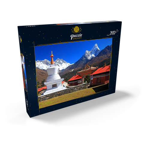 Stupa in der buddhistischen Klosteranlage Tengpoche gegen Mount Everest 200 Puzzle Schachtel Ansicht2