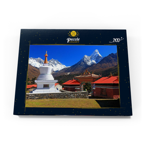 Stupa in der buddhistischen Klosteranlage Tengpoche gegen Mount Everest 200 Puzzle Schachtel Ansicht3