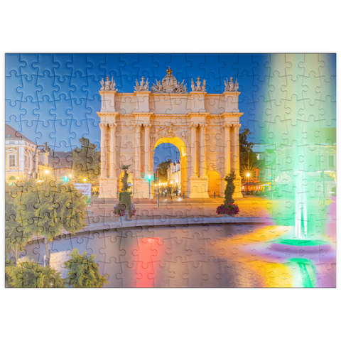 puzzleplate Brunnen vor dem Brandenburger Tor am Luisenplatz am Abend 200 Puzzle