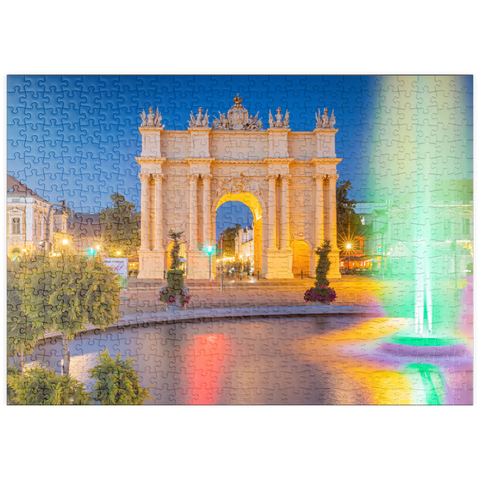 puzzleplate Brunnen vor dem Brandenburger Tor am Luisenplatz am Abend 500 Puzzle
