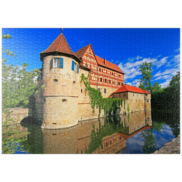 puzzleplate Wasserschloss Unsleben, Unterfranken, Bayern, Deutschland 1000 Puzzle
