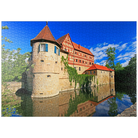 Darstellung des Puzzle Motivs Wasserschloss Unsleben, Unterfranken, Bayern, Deutschland - Puzzleteile: 1000