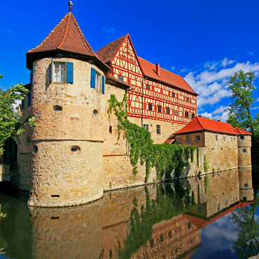 Wasserschloss Unsleben, Unterfranken, Bayern, Deutschland 1000 Puzzle 3D Modell