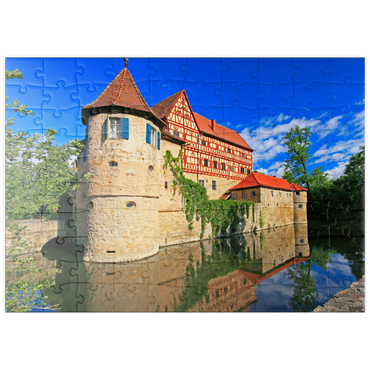 puzzleplate Wasserschloss Unsleben, Unterfranken, Bayern, Deutschland 100 Puzzle