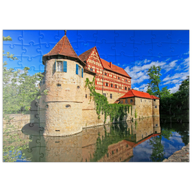 Darstellung des Puzzle Motivs Wasserschloss Unsleben, Unterfranken, Bayern, Deutschland - Puzzleteile: 100
