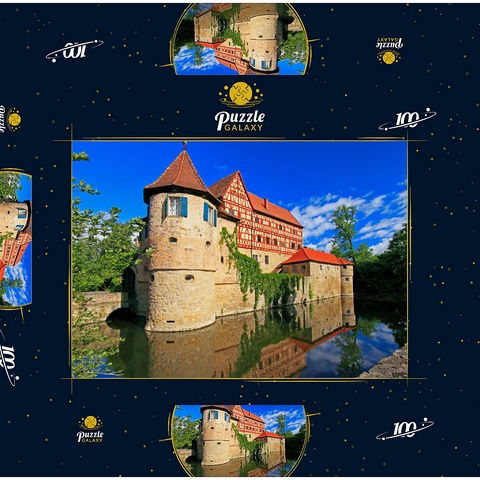 Wasserschloss Unsleben, Unterfranken, Bayern, Deutschland 100 Puzzle Schachtel 3D Modell