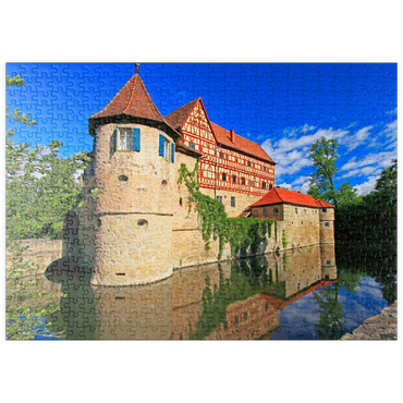 puzzleplate Wasserschloss Unsleben, Unterfranken, Bayern, Deutschland 500 Puzzle