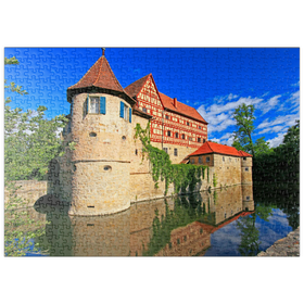Darstellung des Puzzle Motivs Wasserschloss Unsleben, Unterfranken, Bayern, Deutschland - Puzzleteile: 500