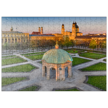 puzzleplate Dianatempel mit der Frauenkirche und der Theatinerkirche im Sonnenaufgang 200 Puzzle