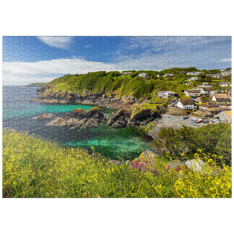 puzzleplate Fischerdorf Cadgwith auf der Lizard Peninsula, Cornwall 1000 Puzzle