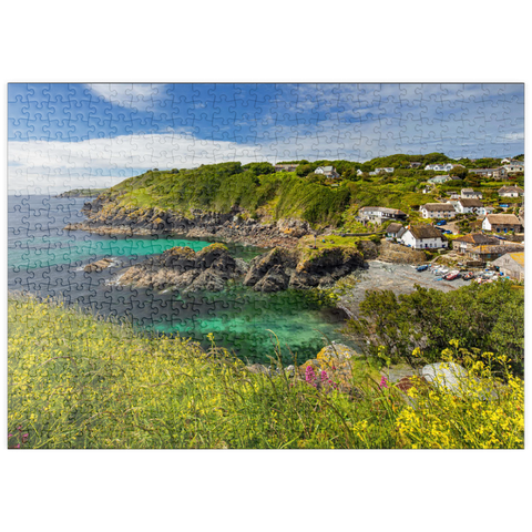puzzleplate Fischerdorf Cadgwith auf der Lizard Peninsula, Cornwall 500 Puzzle