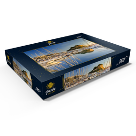 Alternative Darstellung des Puzzle-Motivs Abend am Hafen mit dem Castillo in Denia, Costa Blanca, Spanien – Puzzleteile: 500