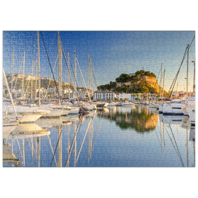 Darstellung des Puzzle-Motivs Abend am Hafen mit dem Castillo in Denia, Costa Blanca, Spanien – Puzzleteile: 500