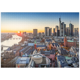 Darstellung des Puzzle-Motivs Blick vom Kaiserdom über die Neue Altstadt zum Römer mit der Paulskirche – Puzzleteile: 1000