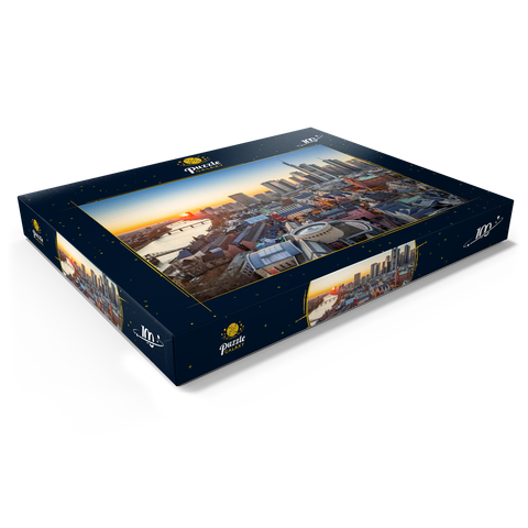 Blick vom Kaiserdom über die Neue Altstadt zum Römer mit der Paulskirche an einem Abend 100 Puzzle Schachtel Ansicht1