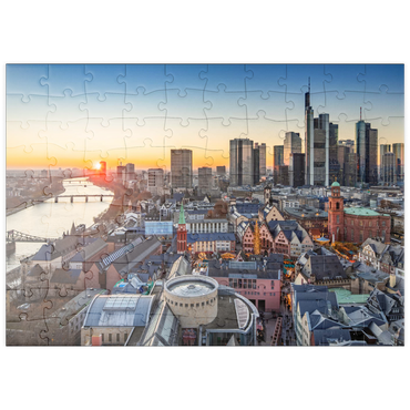 puzzleplate Blick vom Kaiserdom über die Neue Altstadt zum Römer mit der Paulskirche an einem Abend 100 Puzzle