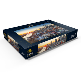 Alternative Darstellung des Puzzle-Motivs Blick vom Kaiserdom über die Neue Altstadt zum Römer mit der Paulskirche – Puzzleteile: 500