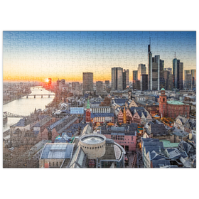 Darstellung des Puzzle-Motivs Blick vom Kaiserdom über die Neue Altstadt zum Römer mit der Paulskirche – Puzzleteile: 500