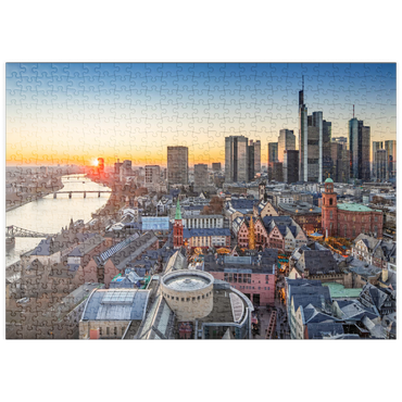 puzzleplate Blick vom Kaiserdom über die Neue Altstadt zum Römer mit der Paulskirche an einem Abend 500 Puzzle