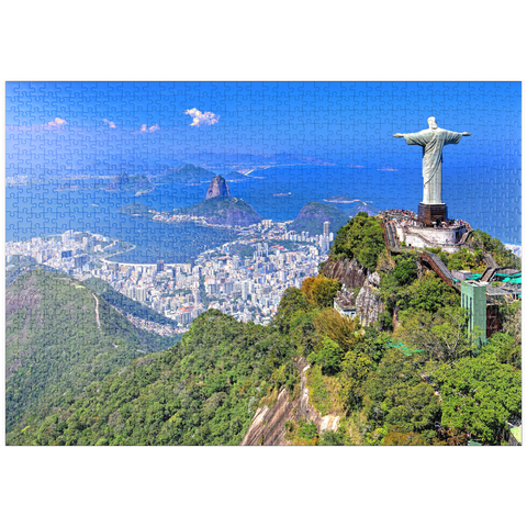 puzzleplate Christusstatue Cristo Redentor auf dem Corcovado (710m), Rio de Janeiro, Brasilien 1000 Puzzle