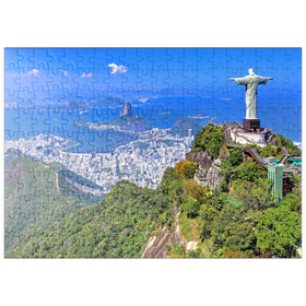 Darstellung des Puzzle-Motivs Christusstatue Cristo Redentor auf dem Corcovado (710m), Rio de Janeiro, Brasilien – Puzzleteile: 200
