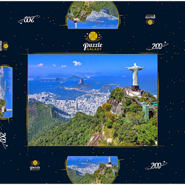 Christusstatue Cristo Redentor auf dem Corcovado (710m), Rio de Janeiro, Brasilien 200 Puzzle Schachtel 3D Modell