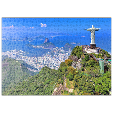 puzzleplate Christusstatue Cristo Redentor auf dem Corcovado (710m), Rio de Janeiro, Brasilien 500 Puzzle