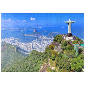 Darstellung des Puzzle Motivs Christusstatue Cristo Redentor auf dem Corcovado (710m), Rio de Janeiro, Brasilien - Puzzleteile: 500