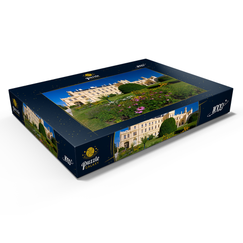 Neugotisches Schloss Lednice mit Palmenhaus, Jihomoravsky kraj, Tschechien 1000 Puzzle Schachtel Ansicht1