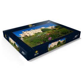 Darstellung des Puzzle Motivs Neugotisches Schloss Lednice mit Palmenhaus, Jihomoravsky kraj, Tschechien - Puzzleteile: 100