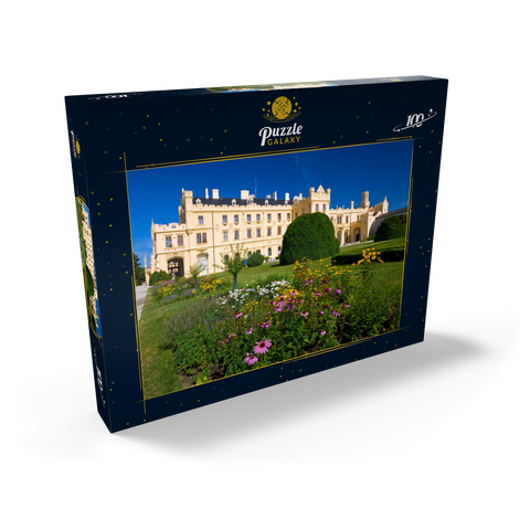 Neugotisches Schloss Lednice mit Palmenhaus, Jihomoravsky kraj, Tschechien 100 Puzzle Schachtel Ansicht2