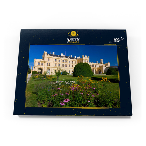 Neugotisches Schloss Lednice mit Palmenhaus, Jihomoravsky kraj, Tschechien 100 Puzzle Schachtel Ansicht3