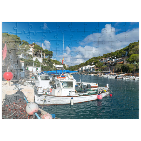 puzzleplate Fischerhafen von Cala Figuera, Mallorca, Balearen, Spanien 100 Puzzle